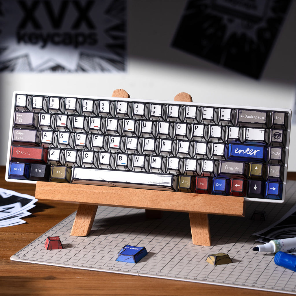 XVX Manga Theme Graffiti Cherry Profile 134-Key Dye-Sub PBT Keycap Set
