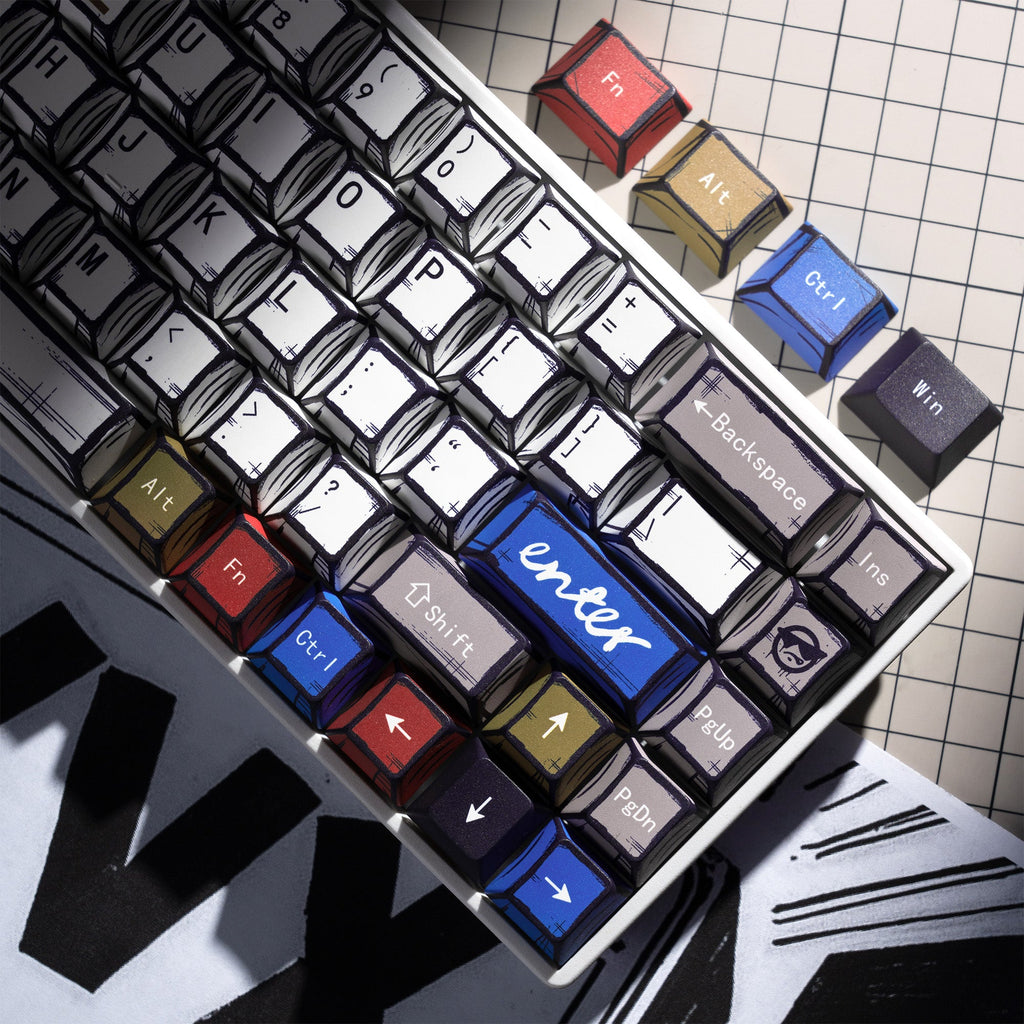 XVX Manga Theme Graffiti Cherry Profile 134-Key Dye-Sub PBT Keycap Set