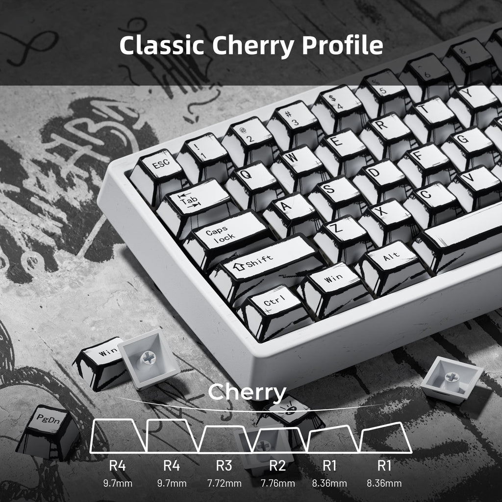 XVX Manga Theme Graffiti Cherry Profile 134-Key Dye-Sub PBT Keycap Set