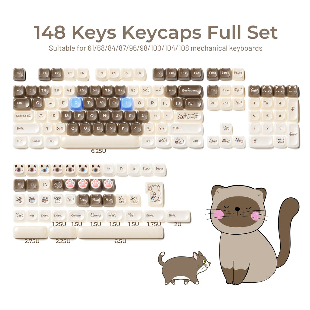 XVX House Cat Themed MAO Profile 149-Key Keycap Set