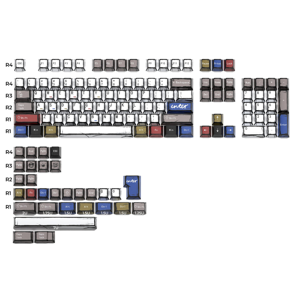 XVX Manga Theme Graffiti Cherry Profile 134-Key Dye-Sub PBT Keycap Set
