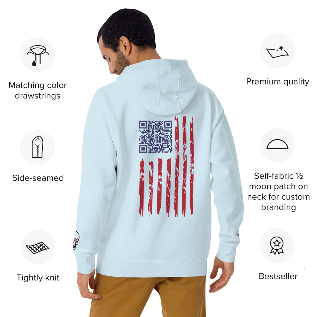We the People Embroidered + easter-egg QR Code - Trump Dance - Unisex comfy Hoodie