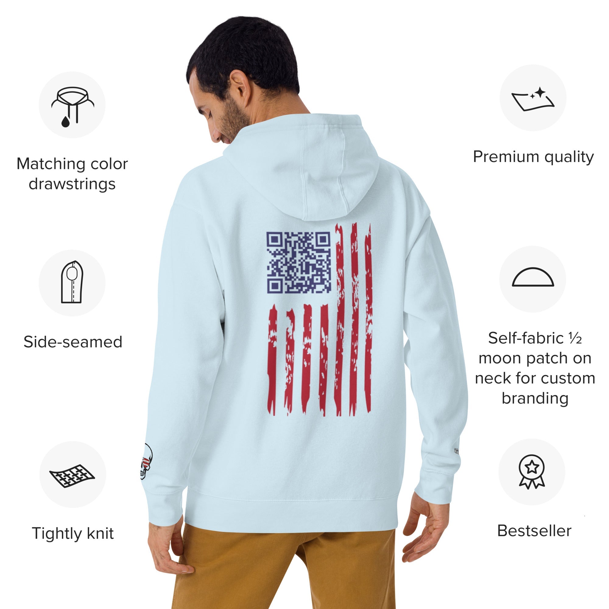 We the People Embroidered + easter-egg QR Code - Trump Dance - Unisex comfy Hoodie